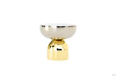 Kokeshi Mix 3032 furniture knob Polished Brass Unpainted with Polished Steel