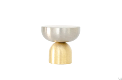 Kokeshi Mix 3032 furniture knob Brushed Brass Unpainted with Brushed Steel