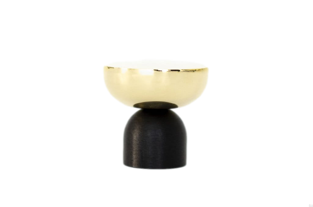 KN52AS/M--Gałka-meblowa-Kokeshi-Mix-3032-Aluminiowa-Czarna-z-Polerowanym-Mosiądzem-BB-Sweden-Skandynawskie-Uchwyty_1