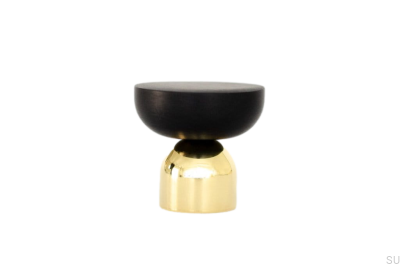 Kokeshi Mix 3032 furniture knob Polished Brass Unpainted with Black Aluminum