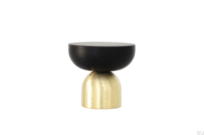Kokeshi Mix 3032 furniture knob Brushed Brass Unpainted with Black Aluminum