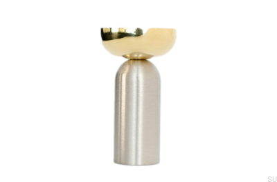 Kokeshi Mix 3052 Wall Hanger Brushed Steel with Polished Brass