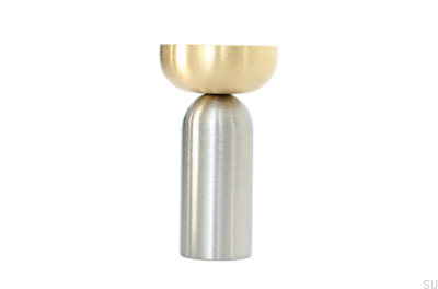 Kokeshi Mix Wall Hanger 3052 Brushed Steel with Brushed Brass
