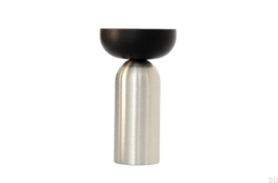 Kokeshi Mix 3052 Brushed Steel Wall Hanger with Black Aluminum