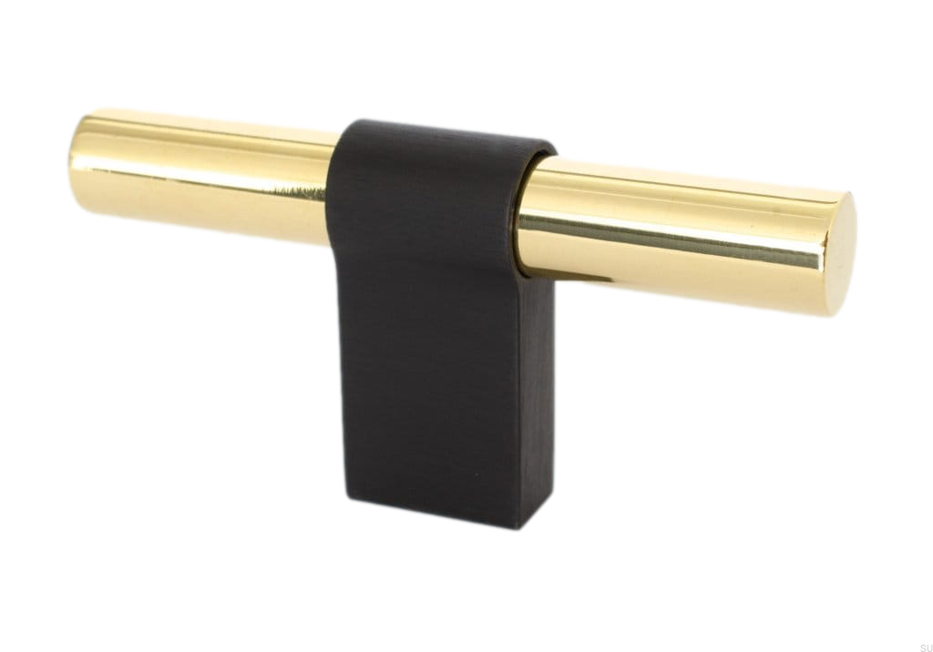 KN29AS/M--Gałka-meblowa-T-Bar-Line-Big-Mix-80-Mosiężna-Polerowana-Nielakierowana-z-Czarnym-BB-Sweden-Skandynawskie-Uchwyty_1