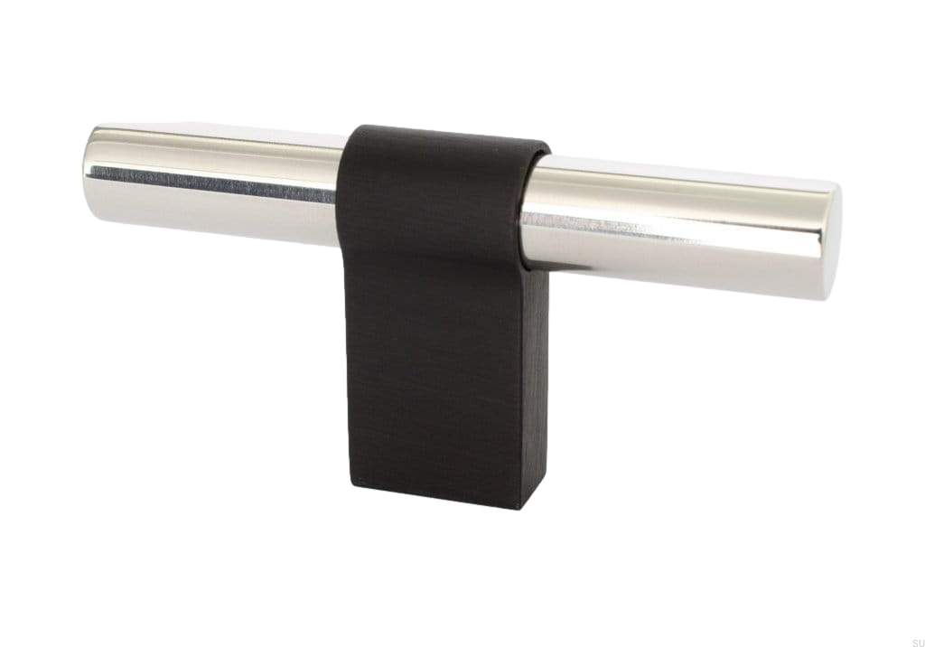 KN29AS/R--Gałka-meblowa-T-Bar-Line-Big-Mix-80-Stalowa-Polerowana-z-Czarnym-BB-Sweden-Skandynawskie-Uchwyty_1