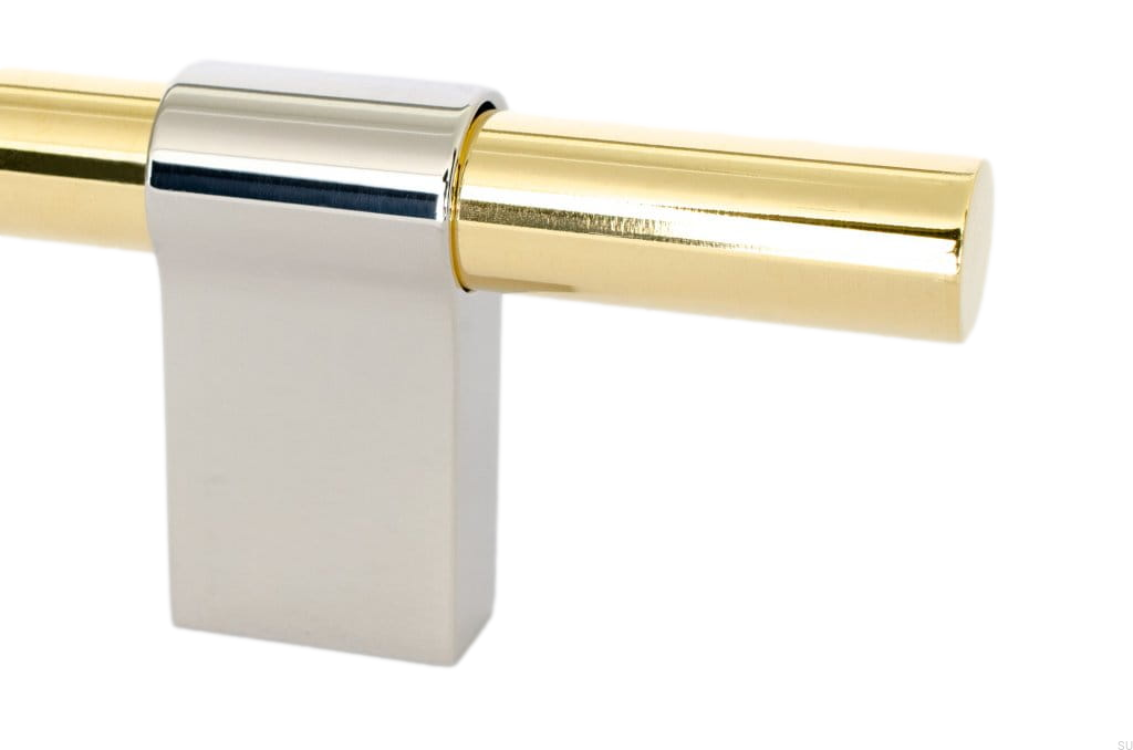 HA63R/M--Uchwyt-meblowy-podłużny-Line-Big-Mix-224-Mosiężny-Polerowany-z-Polerowaną-Stalą-BB-Sweden-Skandynawskie-Uchwyty_1