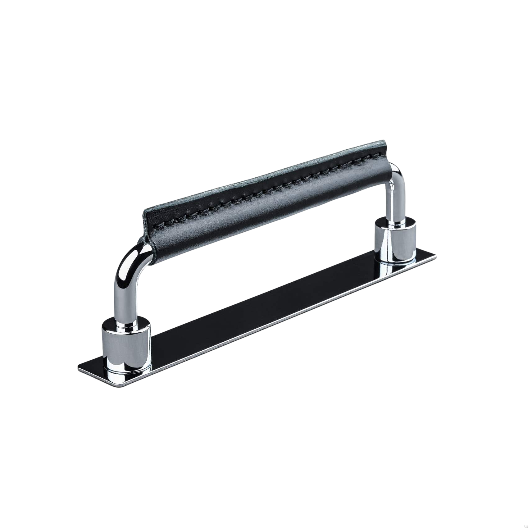 157171SP--Uchwyt-meblowy-podłużny-Asissi-Stitched-128-Chrom-Polerowany-z-Czarną-Skórą-Teofils-Skandynawskie-Uchwyty_3