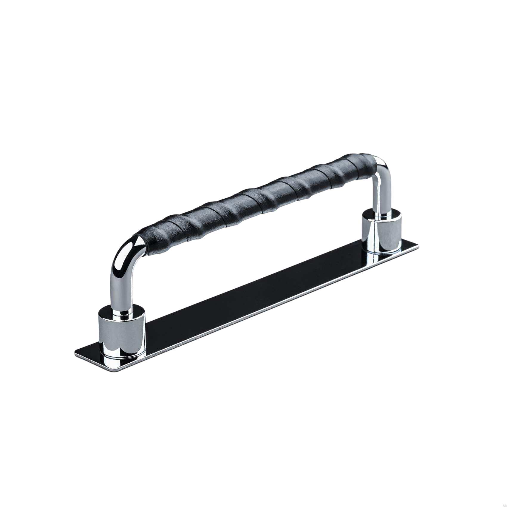 157169SP--Uchwyt-meblowy-podłużny-Asissi-Wrapped-128-Chrom-Polerowany-z-Czarną-Skórą-Teofils-Skandynawskie-Uchwyty_3