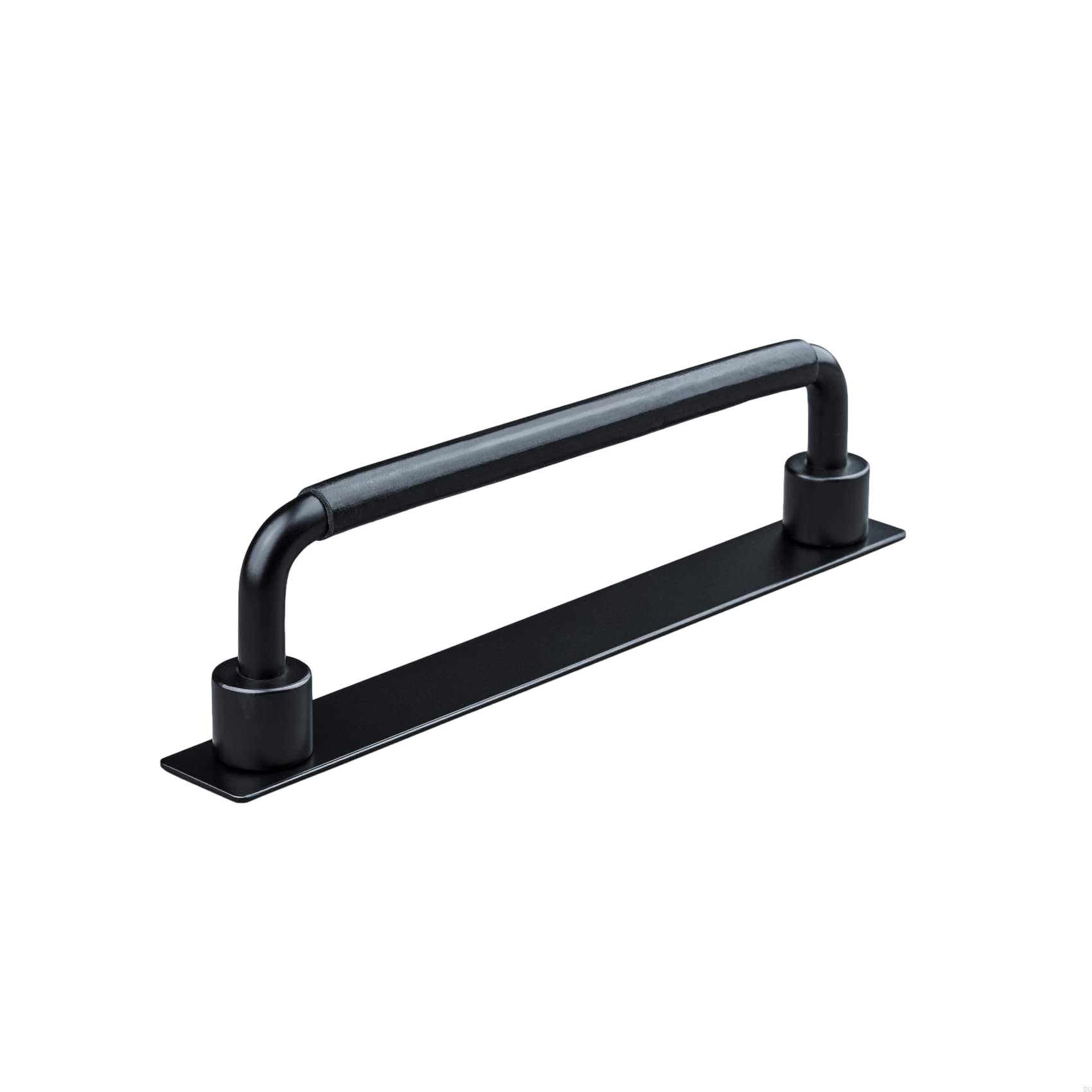 157152SP--Uchwyt-meblowy-podłużny-Asissi-Swept-128-Czarny-Mat-z-Czarną-Skórą-Teofils-Skandynawskie-Uchwyty_3