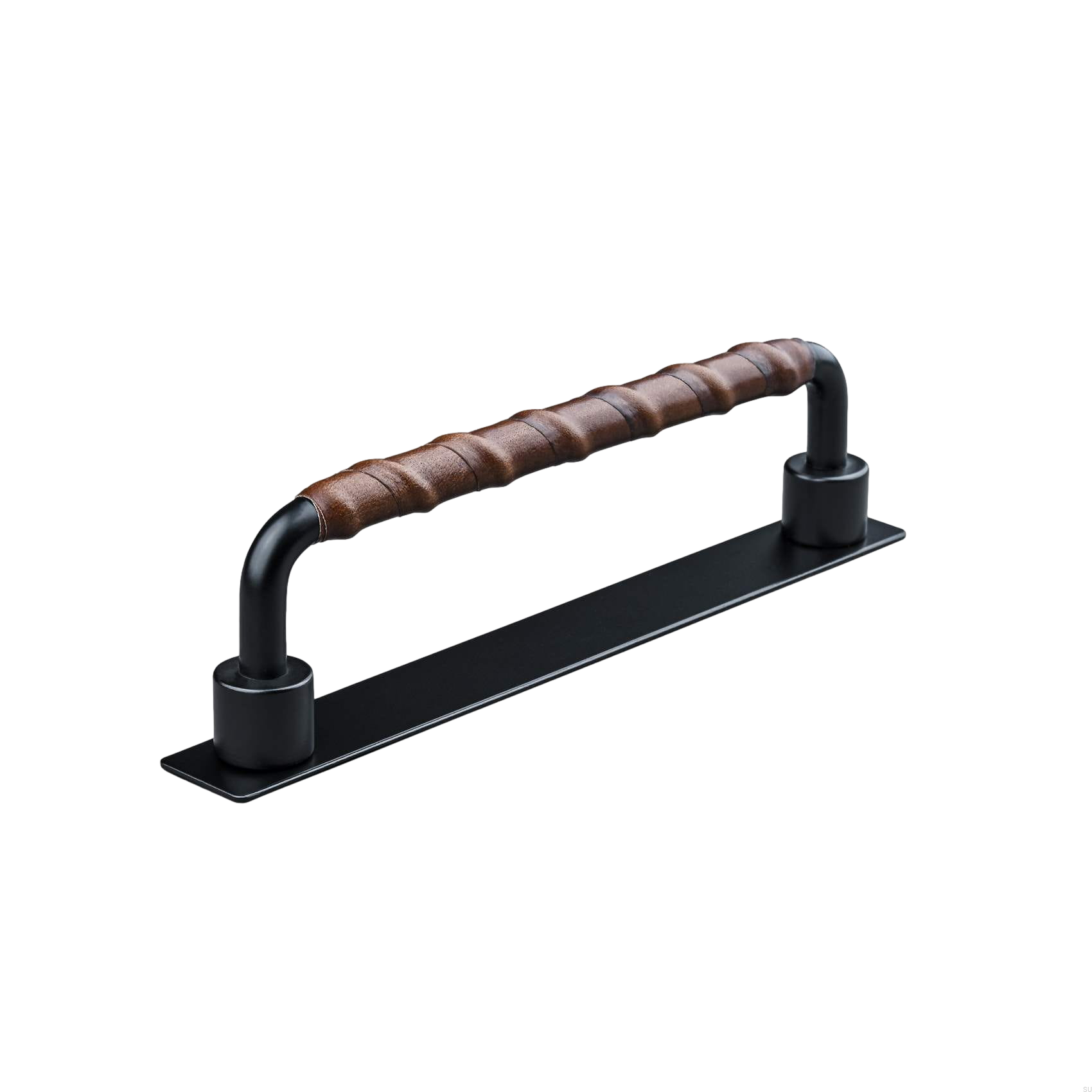 157148SP--Uchwyt-meblowy-podłużny-Asissi-Wrapped-128-Czarny-Mat-z-Brązową-Skórą-Teofils-Skandynawskie-Uchwyty_3