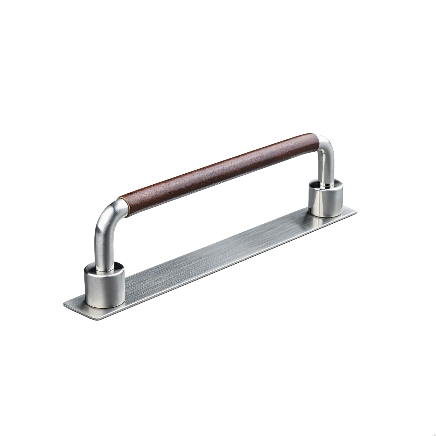 157158SP--Uchwyt-meblowy-podłużny-Asissi-Swept-128-Srebrny-Szczotkowany-z-Brązową-Skórą-Teofils-Skandynawskie-Uchwyty_3