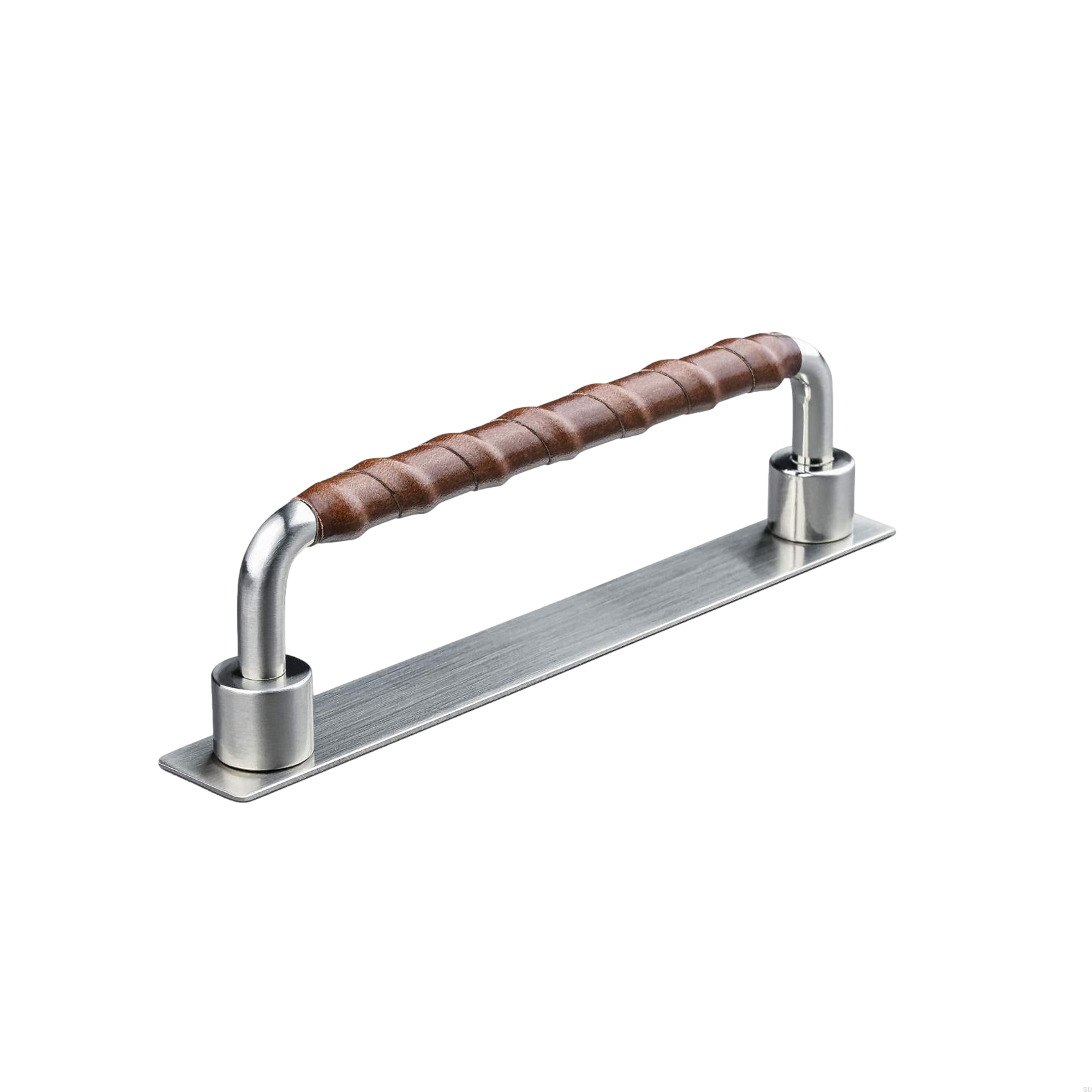 157157SP--Uchwyt-meblowy-podłużny-Asissi-Wrapped-128-Srebrny-Szczotkowany-z-Brązową-Skórą-Teofils-Skandynawskie-Uchwyty_3