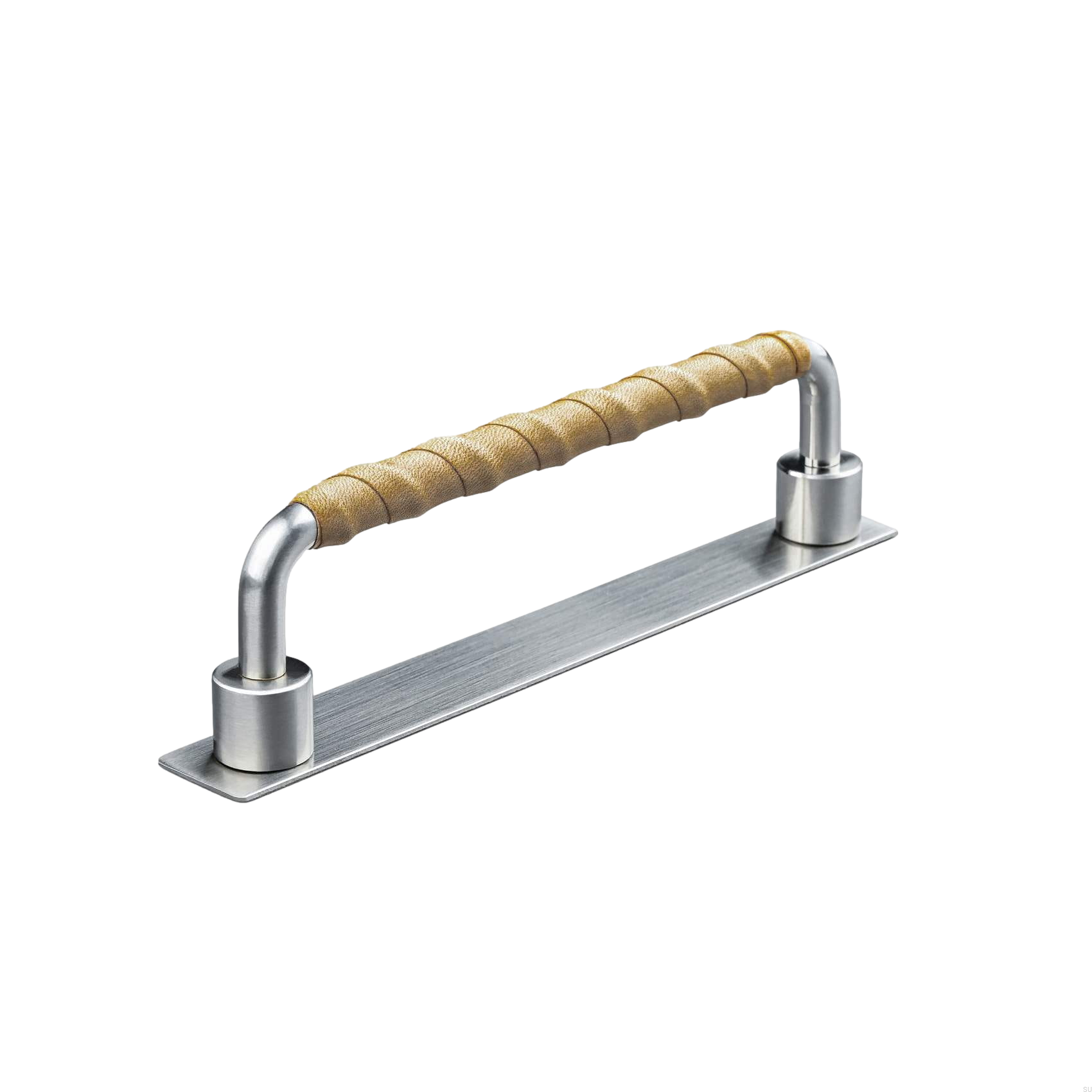 157154SP--Uchwyt-meblowy-podłużny-Asissi-Wrapped-128-Srebrny-Szczotkowany-z-Jasną-Brązową-Skórą-Teofils-Skandynawskie-Uchwyty_3