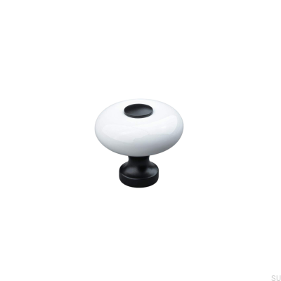 Tods 30 Porcelain furniture knob, white and black