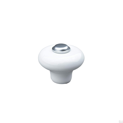 Verna 2024 36 furniture knob, Porcelain, White and Silver
