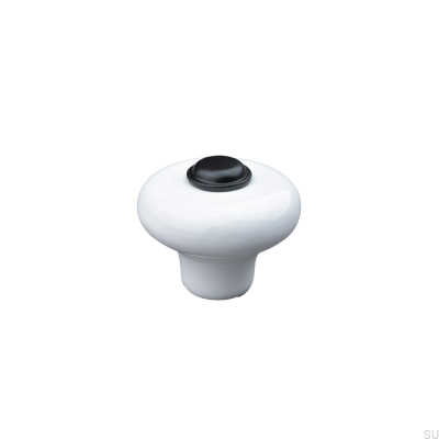 Verna 2024 36 furniture knob, Porcelain, White and Black