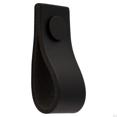 Loop Ari Leather Furniture Knob Black with Black