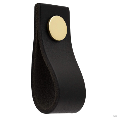 Loop Ari Leather Furniture Knob, Black and Gold