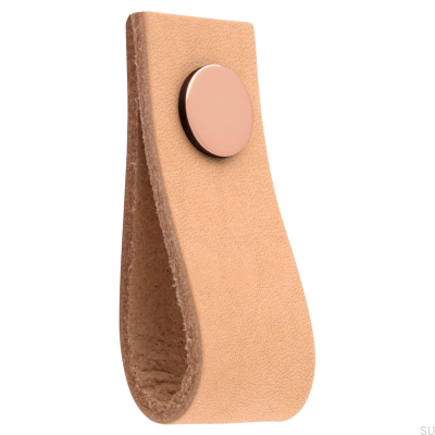 Loop Ari Leather Furniture Knob, Light Brown with Copper