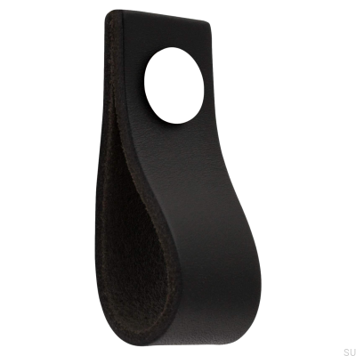 Loop Ari Leather Furniture Knob, Black and White