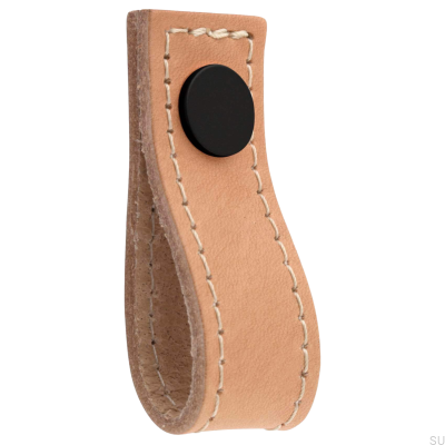 Loop Avio Leather furniture knob, Light Brown with Black
