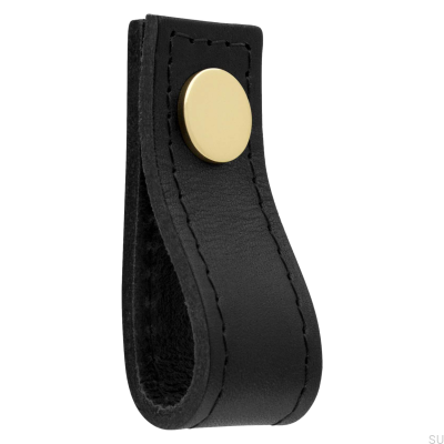 Loop Avio Leather furniture knob, Black and Gold