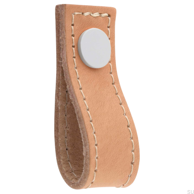 Loop Avio Leather furniture knob, Light Brown and White