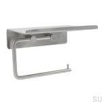 60606-41--Uchwyt na papier toaletowy z półką Base Stalowy Szczotkowany Beslag Design