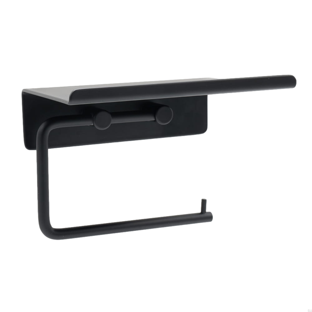 60608-41 Uchwyt na papier toaletowy z półką Base Metalowy Czarny Mat