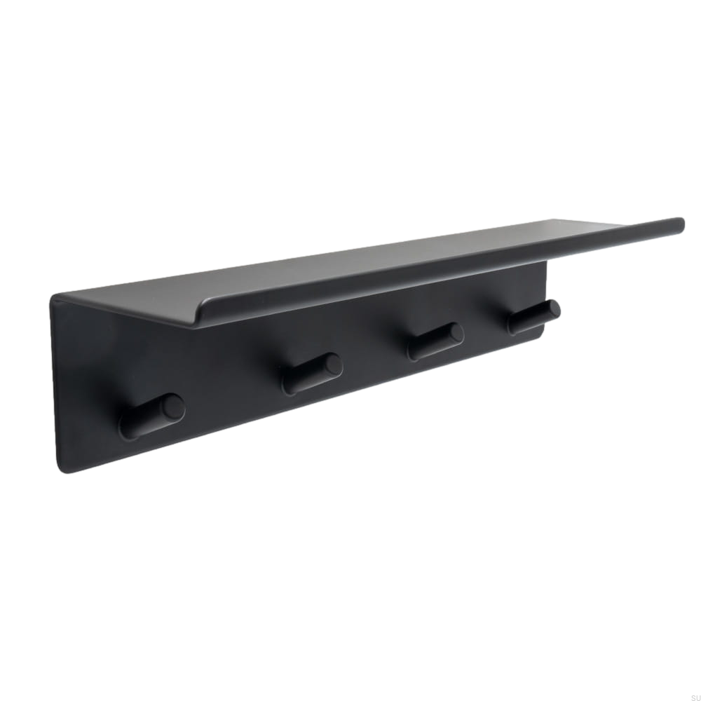 606065-41  Wieszak ścienny z półką Base Stalowy Czarny Mat