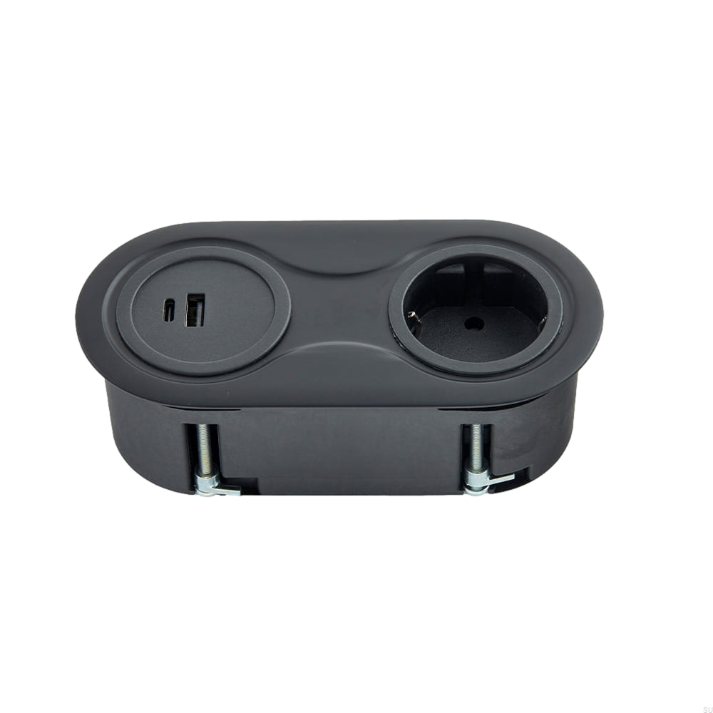 989016 Gniazdo podwójne z USB Infini Czarne Matowe