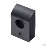 989021 Gniazdo pojedyncze z USB Mini Born Czarne Matowe