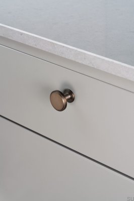 Uno furniture knob, brass, brushed brown