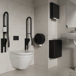 602632 Kosz na śmieci łazienkowy ścienny Stay 23L Stalowy Czarny Mat