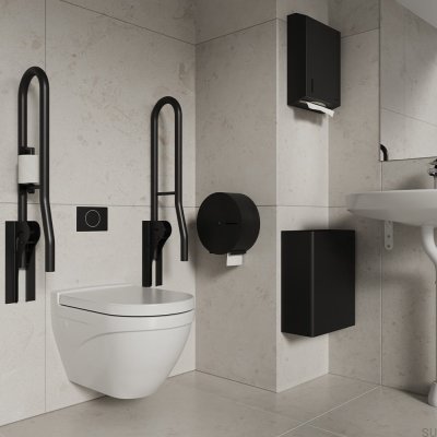 Toilet paper holder for toilet rail 40134 Matte Black Steel