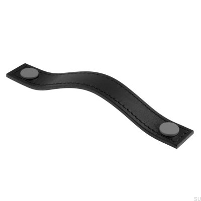 Aviano 128 oblong furniture handle, black and gray leather