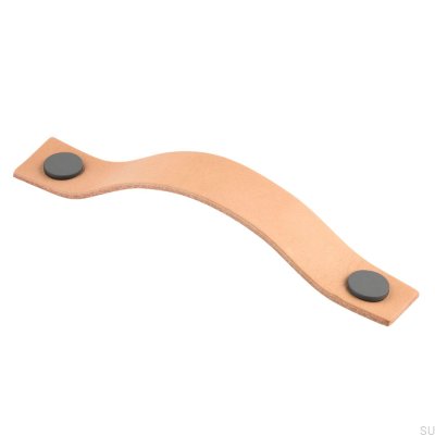 Levanto 128 oblong furniture handle, Light Brown and Gray Leather