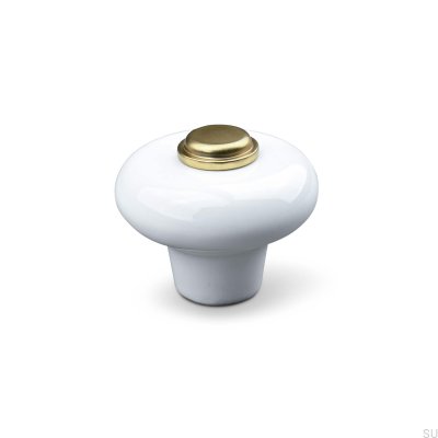 Verna 2024 36 furniture knob, Porcelain, White and Gold