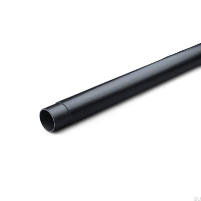 Rod Swept 558 Metal Black Wardrobe Rod with Black Leather