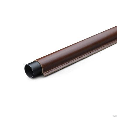 Rod Stitched 958 Metal Black Wardrobe Rod with Brown Leather