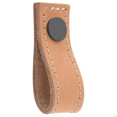 Loop Avio Leather furniture knob, Light Brown and Gray