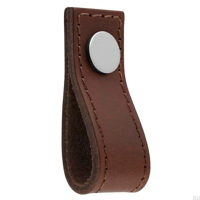 Loop Avio Brown and Gray Leather Furniture Knob
