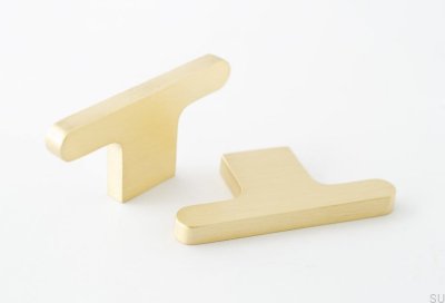 Flat Line 12 furniture knob, brushed brass, unvarnished