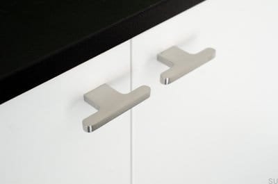 Flat Line 12 furniture knob, brushed stainless steel