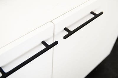 Oblong furniture handle Flat Line 128 Aluminum Black