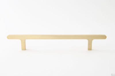 Flat Line 128 oblong furniture handle, brushed brass, unvarnished