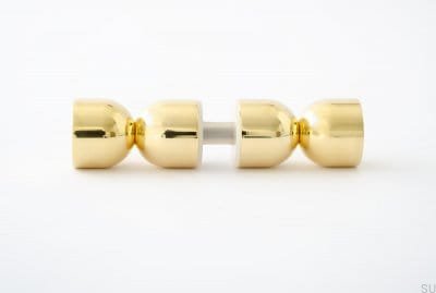 Kokeshi 1832 double-sided furniture knob, polished brass, unvarnished