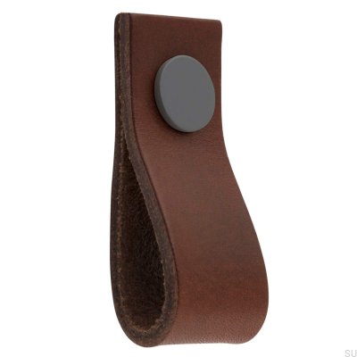 Loop Ari Leather Furniture Knob, Brown and Gray