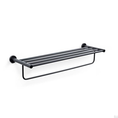 Toulon metal towel holder with shelf, matt black